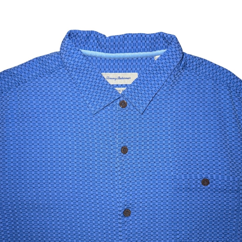 Tommy Bahama Original Fit Button Down Shirt Mens 3XL Blue Silk Blend
